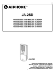 Aiphone ja-2sd User's Manual
