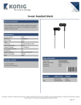 König CSHSIER300BL mobile headset