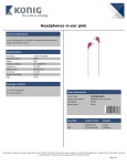 König CSHPIER100PI headphone