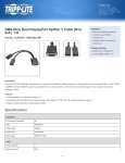 Tripp Lite DMS-59 to Dual DisplayPort Splitter Y Cable (M to 2xF), 1-ft.