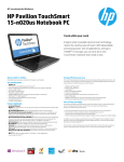 HP Pavilion TouchSmart 15-n020us