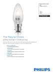 Philips EcoClassic Candle lamp Halogen candle bulb 872790025273600