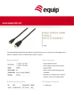 Equip Mini High Speed HDMI Cable with Ethernet