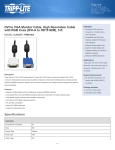 Tripp Lite DVI to VGA Monitor Cable, High Resolution Cable with RGB Coax (DVI-A to HD15 M/M), 3-ft.