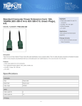 Tripp Lite Standard Computer Power Extension Cord, 10A, 18AWG (IEC-320-C14 to IEC-320-C13, Green Plugs), 4-ft.