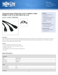 Tripp Lite Universal Power Extension Cord Y Splitter Cable (NEMA 5-15P to 2x IEC-320-C13), 6-ft.