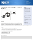 Tripp Lite USB to Parallel Printer Cable (USB-A to Centronics 36 M/M), 6-ft.