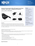 Tripp Lite Protect It! 2-Connector (C8, 2-Prong) In-Line Surge Protector, 306 Joules, Tel/Ethernet Protection