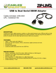 Cables Unlimited USB Cable to Dual DB9 Serial Adapter