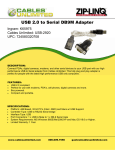 Cables Unlimited USB 2.0 to Serial DB9 Adapter