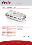 Equip USB 2.0 Travel Hub 4 Port