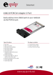 Equip USB 2.0 PCMCIA Adapter, 2 Port