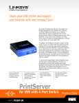 Linksys 10/100 PrintServer for USB with 4-Port Switch