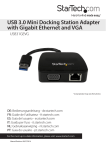 StarTech.com Universal USB 3.0 Laptop Mini Docking Station w/ VGA, GbE - USB 3.0 Gigabit Ethernet Adapter NIC w/ VGA