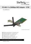 StarTech.com PCI Wireless N Adapter - 300 Mbps PCI 802.11 b/g/n Network Adapter Card – 2T2R 2.2 dBi