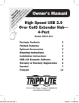Tripp Lite 4-Port USB 2.0 over Cat5/Cat6 Extender Hub, Transmitter & Receiver Hub, Hi-Speed USB up to 330-ft. (100M)