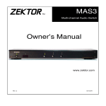 ZEKTOR MAS3 Owner`s Manual