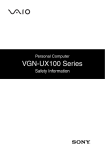 VGN-UX100 Series - Manuals, Specs & Warranty
