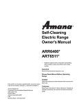 Self-Cleaning Electric Range Owner`s Manual ARR6400* ART6511*