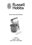 instructions and warranty 21200-56 russell hobbs aura hand & stand
