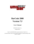 BarCode 2000 Version 7.5 User`s Manual
