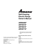 Self-Cleaning Electric Range Owner`s Manual ARR6400* ART6510
