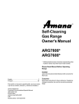 Self-Cleaning Gas Range Owner`s Manual ARG7800* ARG7600*