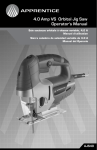 4.0 Amp VS Orbital Jig Saw Operator`s Manual