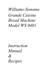 Williams-Sonoma WS0401 Grande Cuisine Breadmaker WS 0401 Instruction Manual Recipes PDF