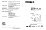 Pentax Optio A30 10MP Digital Camera Black