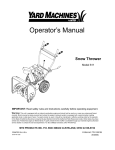 Yard Machines 611 Snow Blower User Manual