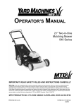 Yard Machines 540 Lawn Mower User Manual