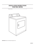 Whirlpool 3397627C Clothes Dryer User Manual