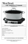 West Bend 84966 Slow Cooker User Manual