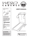 Weslo 831.297100 Treadmill User Manual