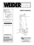 Weider 8920 Home Gym User Manual