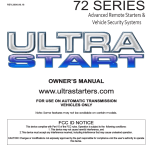 Ultra Start 72 Series Automobile Alarm User Manual