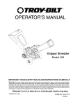Troy-Bilt 494 Chipper User Manual