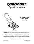 Troy-Bilt 466 Lawn Mower User Manual