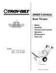 Troy-Bilt 42051 Snow Blower User Manual