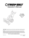 Troy-Bilt 1030 Snow Blower User Manual