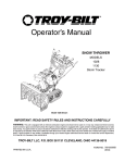 Troy-Bilt 1028 Snow Blower User Manual