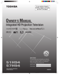 Toshiba 51H94 Projection Television User Manual