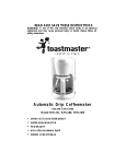 Toastmaster TCM12W Coffeemaker User Manual