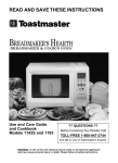 Toastmaster 1143S Bread Maker User Manual