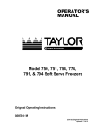Taylor 750 Frozen Dessert Maker User Manual