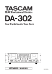 Tascam DA-302 Cassette Player User Manual