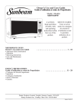 Sunbeam SBMW609W Microwave Oven User Manual