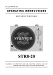 Stanton STR8-20 Turntable User Manual