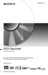 Sony RDR-HX750 DVD Recorder User Manual